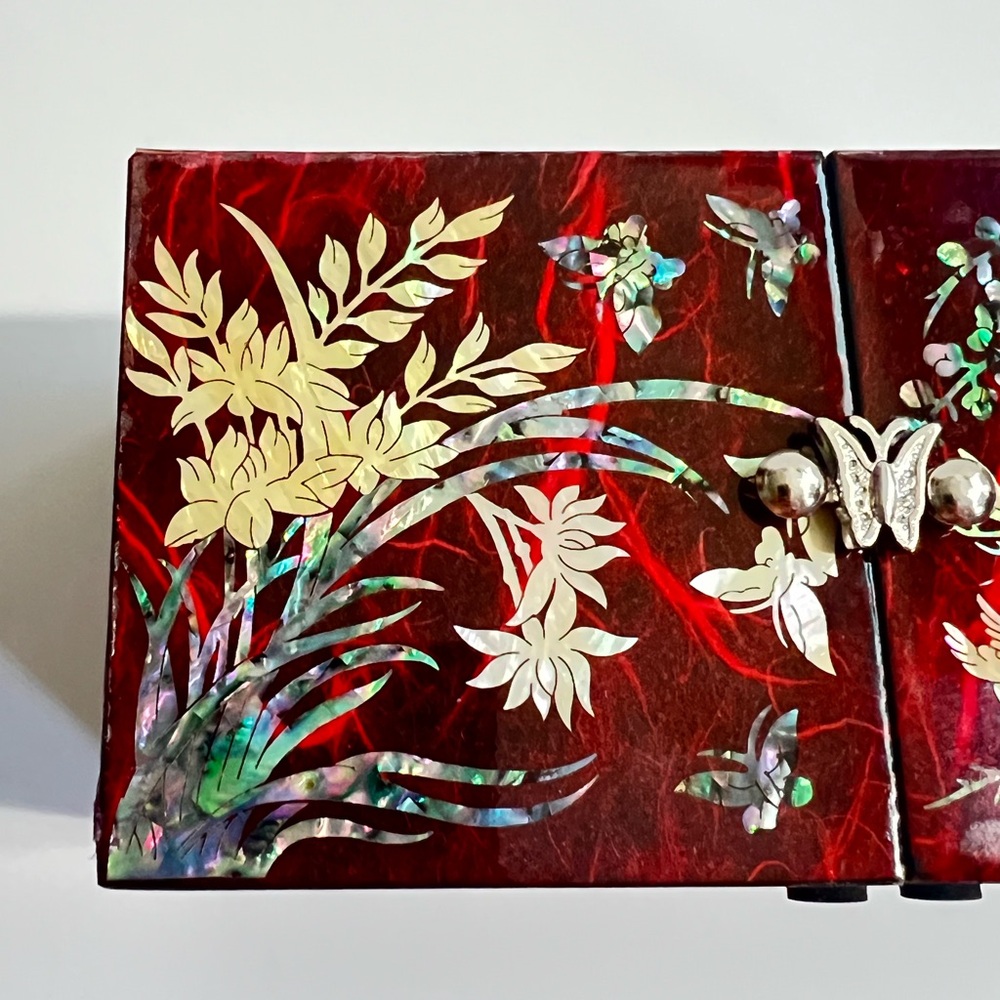 NEW Mother-of-Pearl Jewelry Box with 4 Drawers- KOREAN Traditional Lacquer Craft - Picture 8 of 16